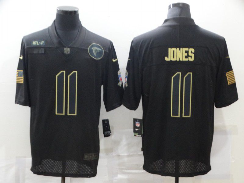 Men Atlanta Falcons 11 Jones Black gold lettering 2020 Nike NFL Jersey